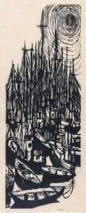 Fleet | 17" x 32" (framed), woodcut, 1966