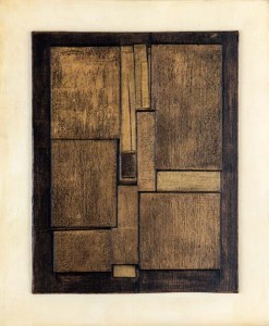 Ledge | 8" x 10", collage on masonite, 1967