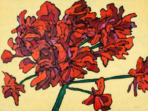 Red Flowers | 30" x 22", oil paint on paper, 1999