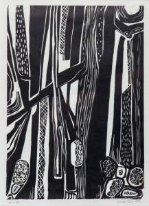 Trees | 17" x 21" (framed), woodcut, 1984